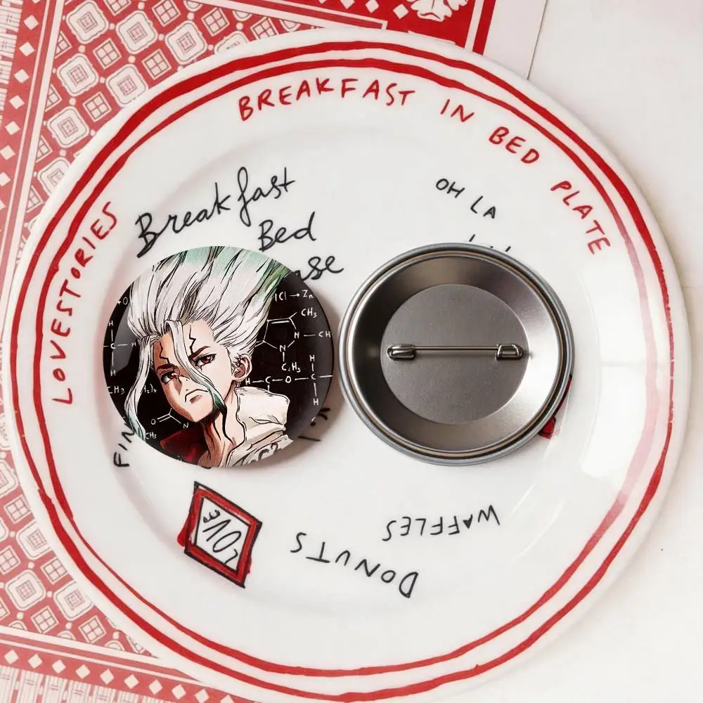 D-Dr S-Stone A-Anime Badge fragmentation laser Game Figure Soft Button Pins Handmade Cartoon Round
