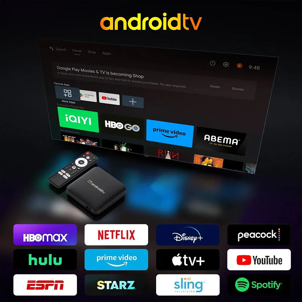 Android 14 4K Smart TV Box Assistente Google Netflix Streaming Bluetooth Media Player 2G8G 2.4G5G Wifi T1