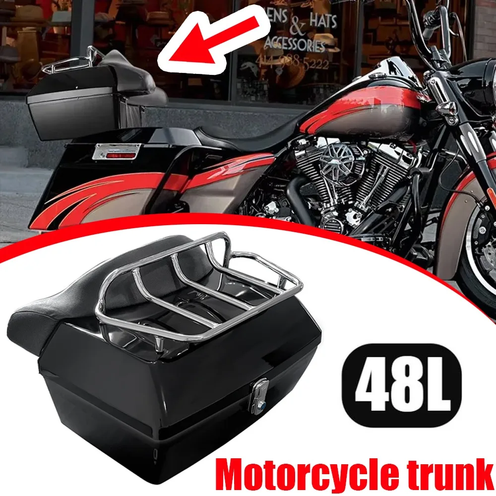 

Багажник мотоцикла, 48 л, задний ящик для хранения, хвостовой багажник, чехол для инструментов, ящик для инструментов со спинкой, универсальный для скутера, мотоцикла, 1 шт.