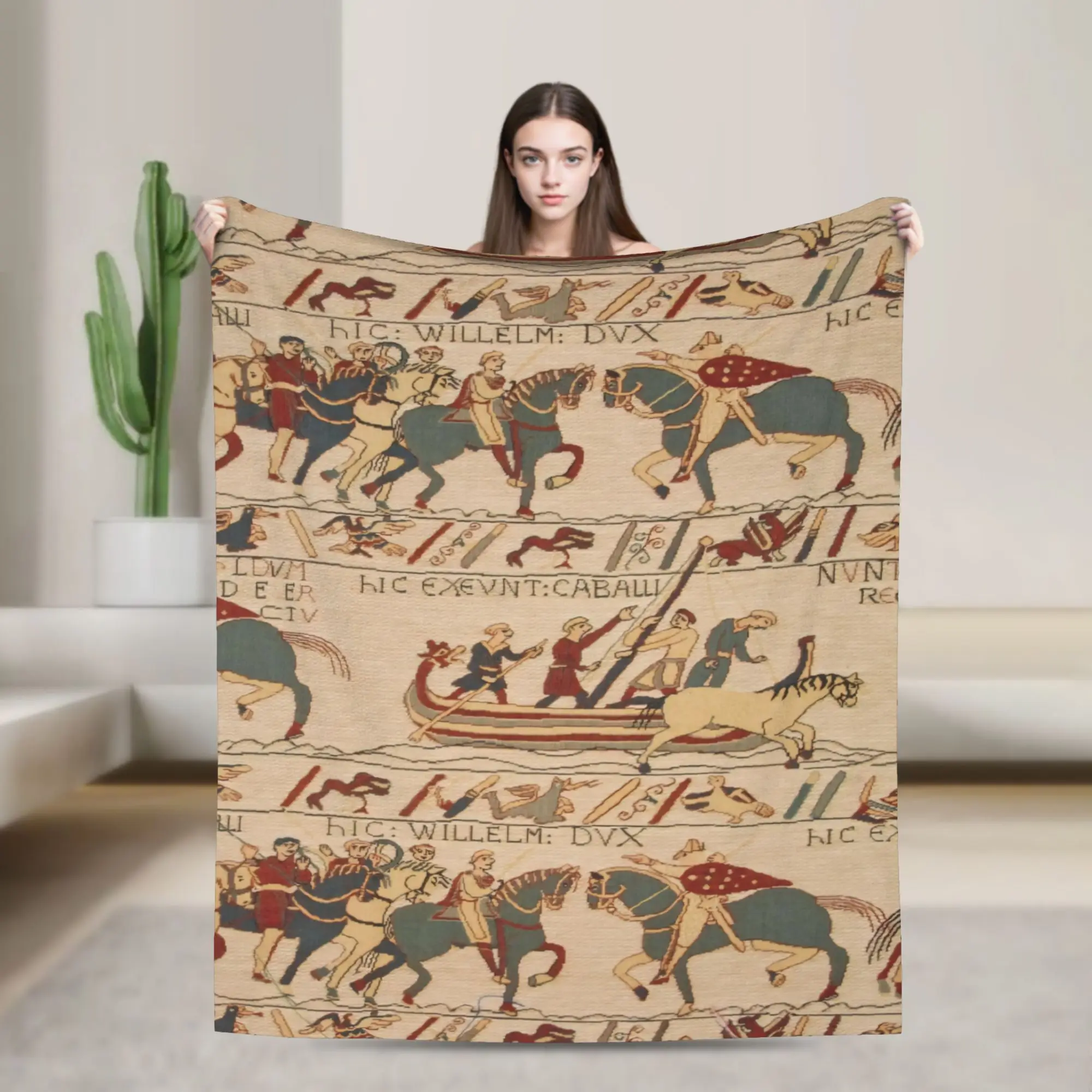 Bayeux Tapestry Flannel Blanket  Warm Soft Throw Blanket for Living Room Travel Office Pattern Bedspread Sofa Bed Cover