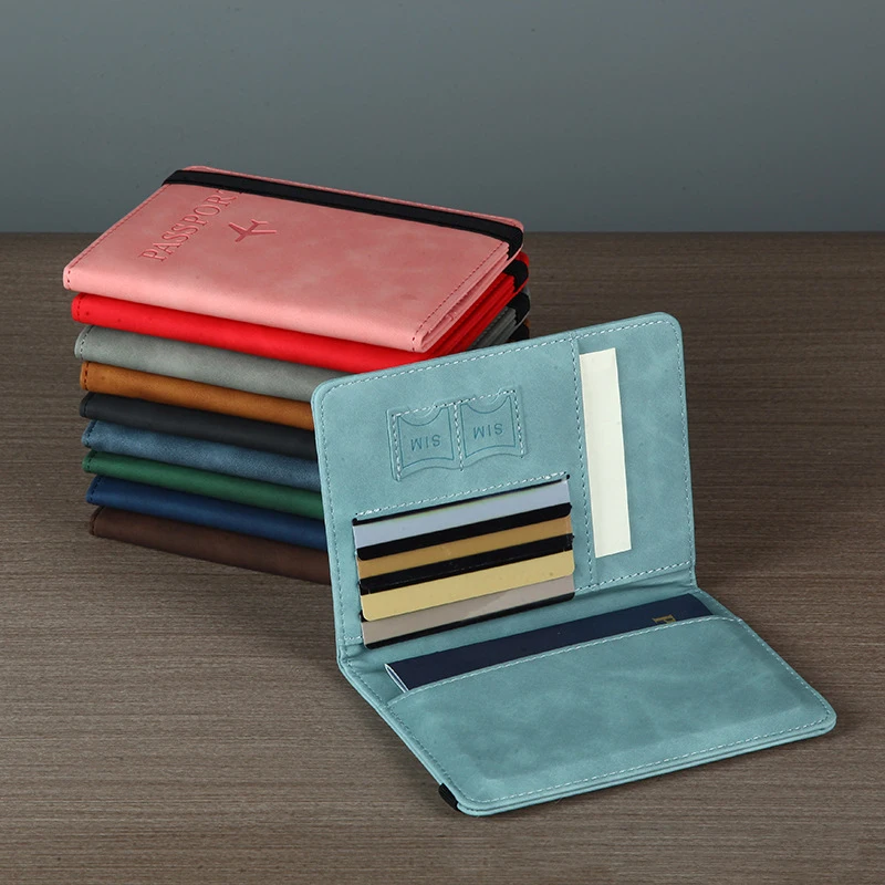 RFID Business Passport Covers Can Be Engarving Name Multi-Function ID Bank Card PU Leather Wallet Case