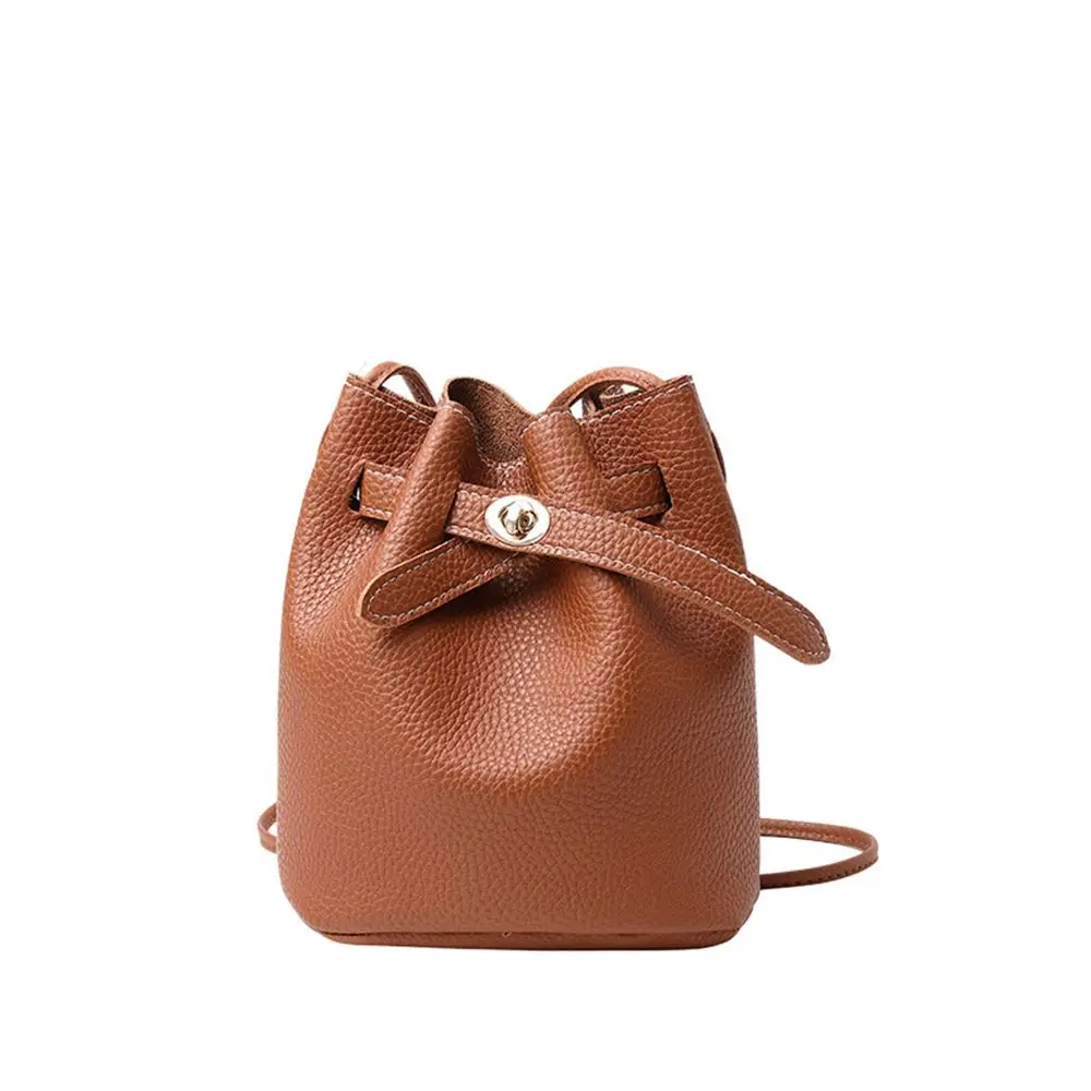 

Solid Color Small Card Bag Crossbody Bag Coin Purse French Style Female Bag Single Shoulder Bag Bucket Bag PU Leather Handbag