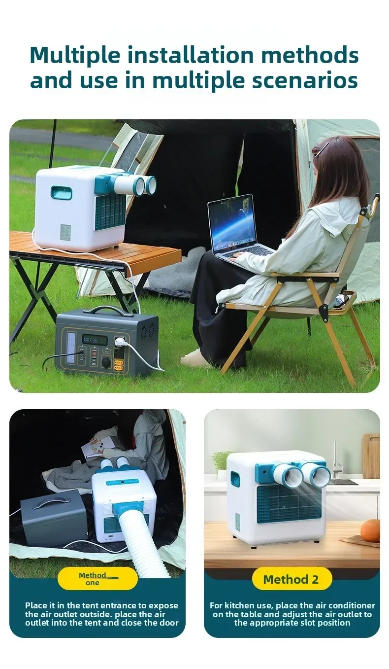 Portable Mini AC for RV Camper Outdoor Camping Car All in One No External Unit Fan Cooler