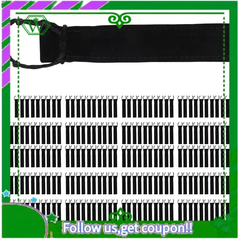 

Reliable-200 Pcs Black Velvet Pen Pouch Sleeve Holder Single Pen Bag Case Pencil Bag