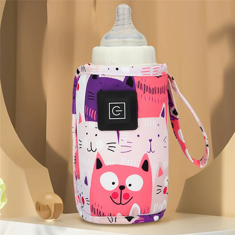 USB Milk Water Warmer Travel Stroller Insulated Bag Portable Baby Nursing Bottle Heater for Infant Outdoor Winter-Yellow