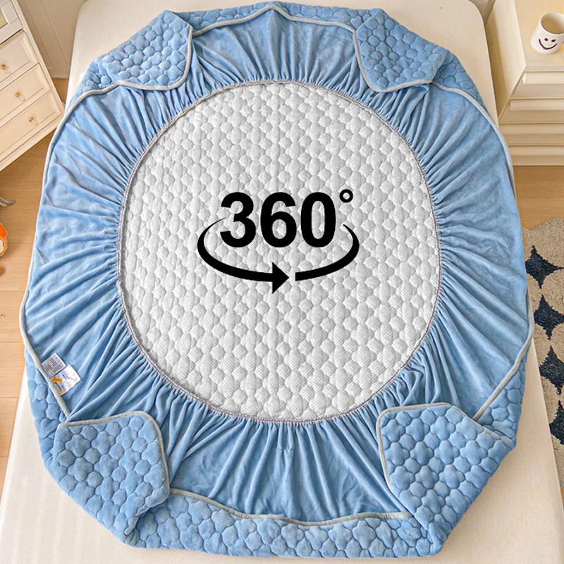 جديد سميك الحليب المخملية المجهزة ورقة بلون لينة الدفء شاملة غطاء حامي المرتبة لسرير مفرد مزدوج ساباناس #4