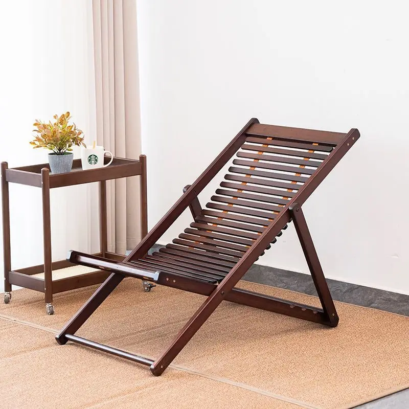 

Lazy recliner rocking chair lunch break solid wood home balcony leisure lounge chair folding nap old man back chair new bamboo