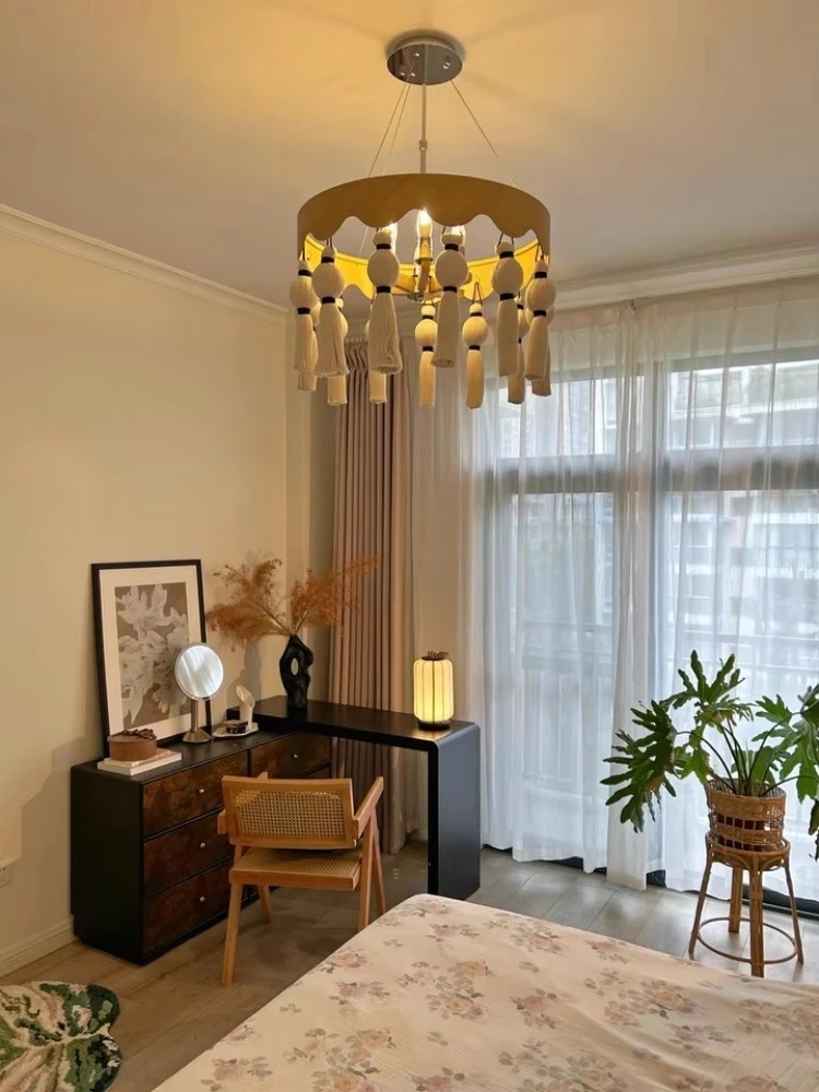 

French Rope Pendant Light For Home Dining Room Bedroom Living Room Lighting Fixtures For Homestay Vacation Style Pendant Light