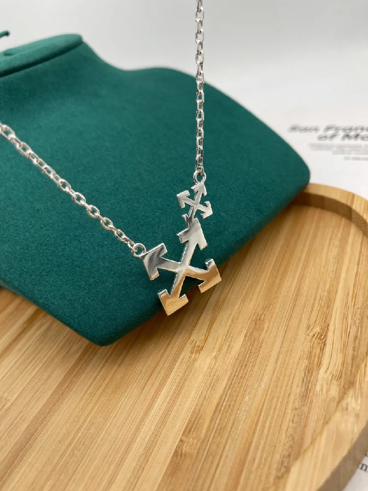 S925 hip-hop fashion brand couple necklace men's fashion letter sweater chain women ins simple accessories internet celebrity