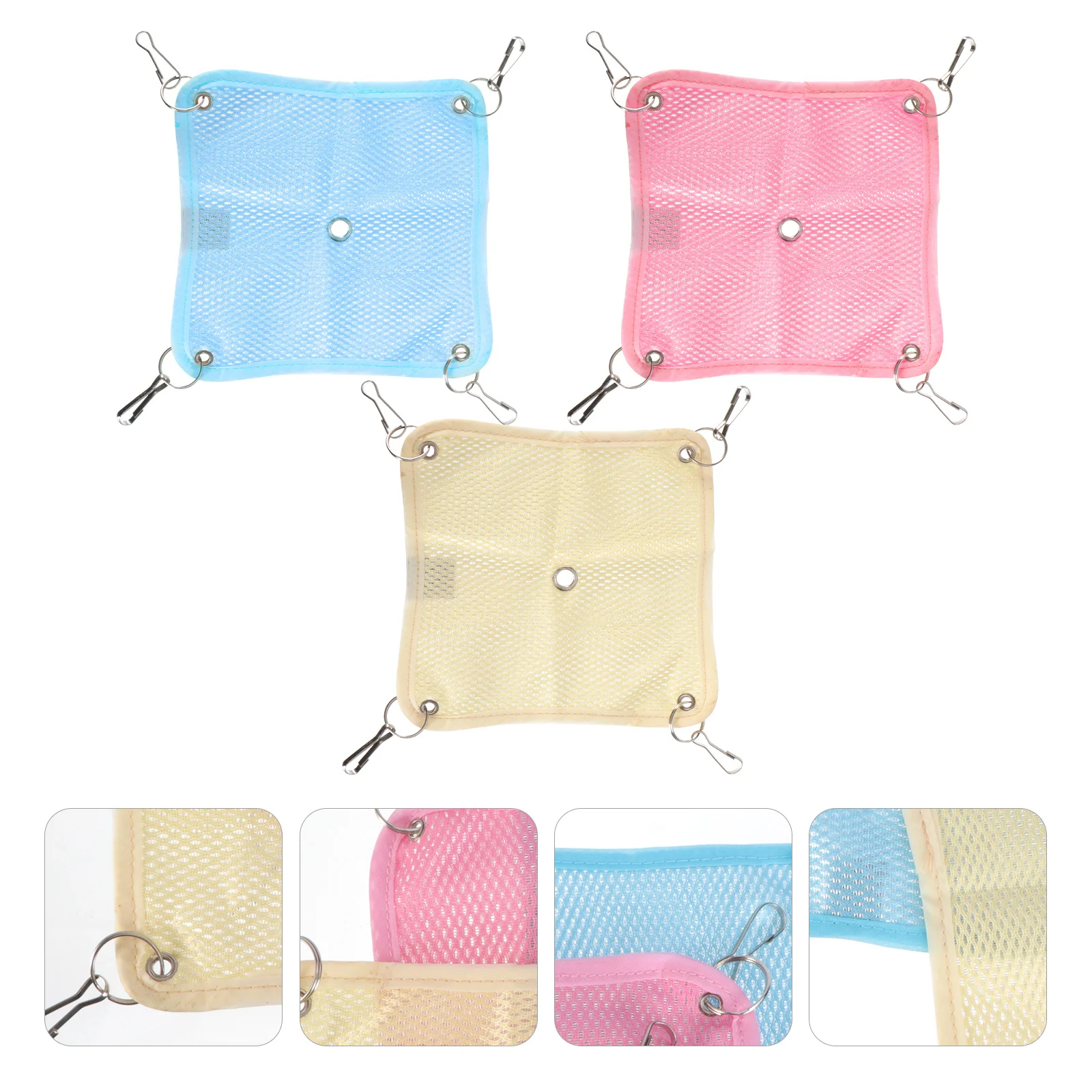 

3Pcs Breathable Pet Hanging Mesh Hammocks Durable Hamster Sleep Beds Summer Suspension Cage Accessories Pet Hanging Beds