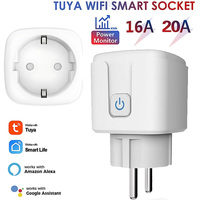 Tuya EU Plug WIFI 16A/20A Adapter,Smart Socket Outlet with Power Monitor,Voice Control for Alexa Google Home Alice 2MQTT