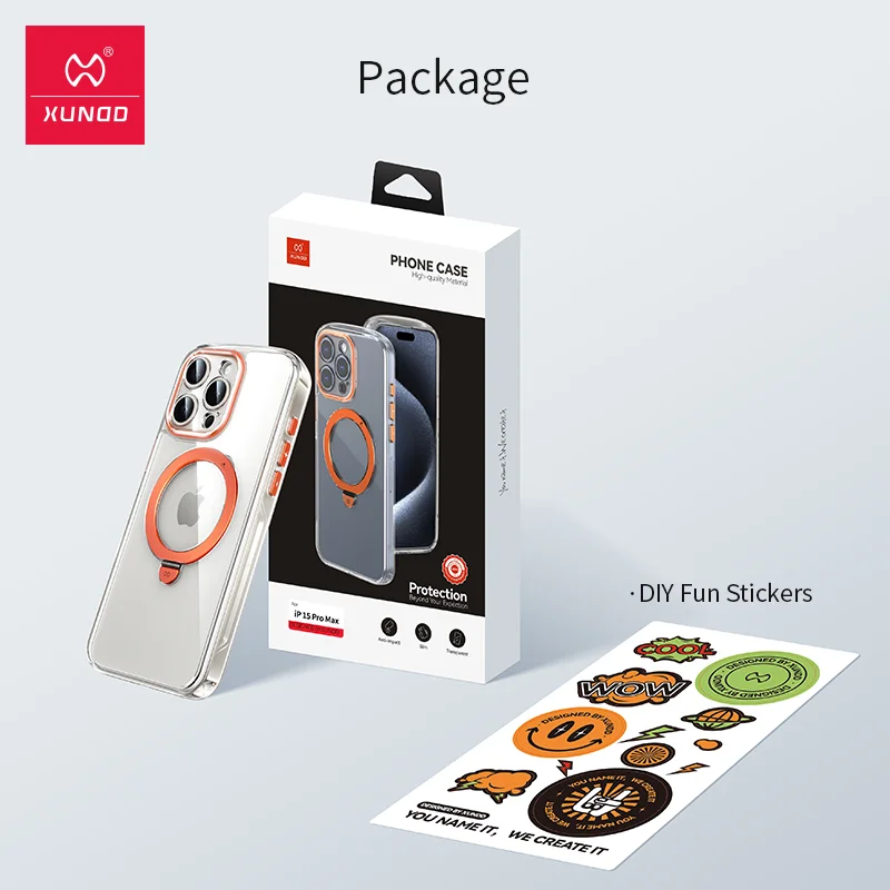 Xundd Case For iPhone 15 Pro Max Case For iPhone 15 Series Built-in Airbag Support Wireless Charging Magnetic Holder Case