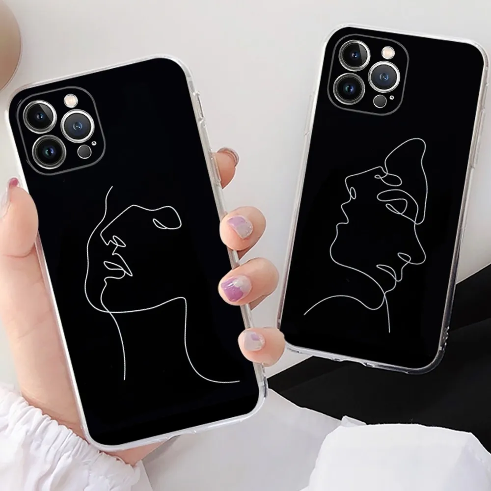 

Abstract Art Lines Black Phone Case For iPhone 15 14 11 12 13 Mini Pro XS Max Cover 6 7 8 Plus X XR SE 2020 Funda Shell