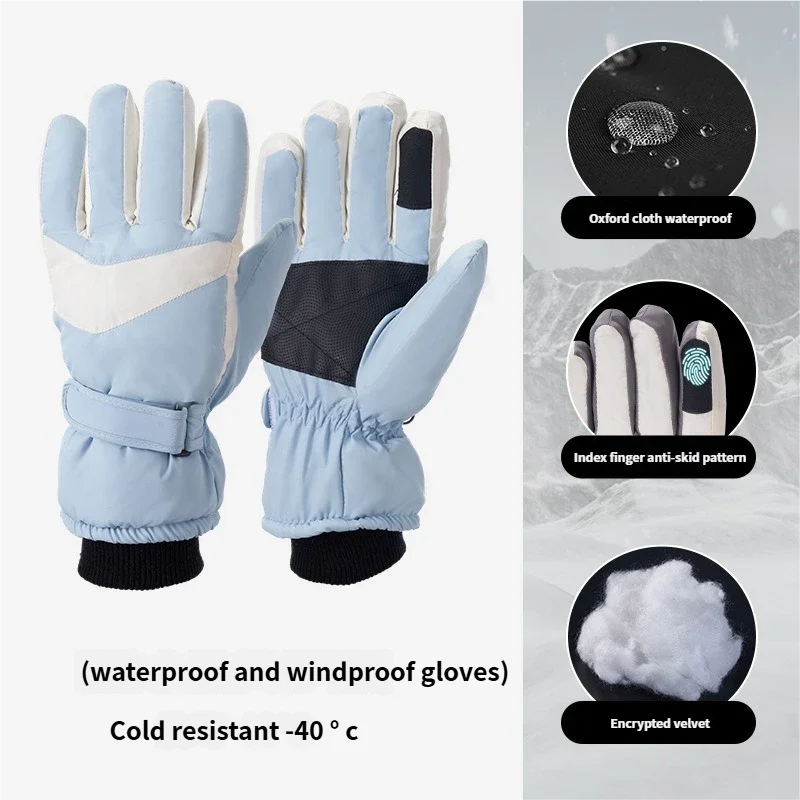 Winter Ski Gloves For Adults - Thermal Fleece Lined, Waterproof, Touchscreen Compatible For Outdoor Sports & E-Bike Riding