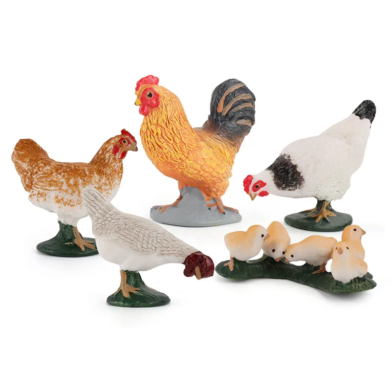 Kids Toys Simulation Poultry Farm Animals Figurines Chickens Rooster Model Action Figures Miniature Collection Toys for Children