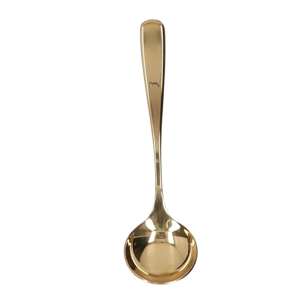 Rustless Steel Milk Froth Spoon Polished Surface Slender Long Handle Stirring Spoon Round Spoon Head Integrated One-piece