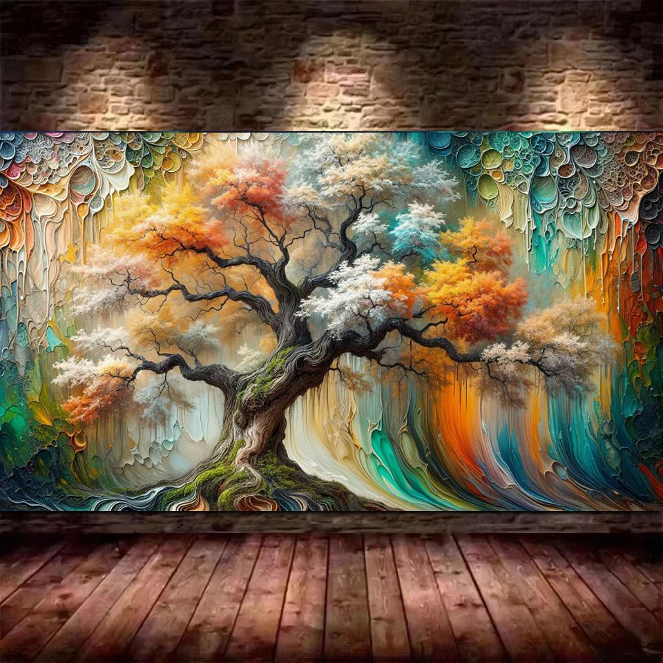 ancient oak tree textured landscape 5d diy Diamond Painting abstract tree New Large Size Mosaic Embroidery Cross Stitch Kits