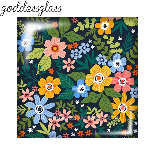 Beauty Flowers Patterns Square 10pcs Photo 12mm/20mm/25mm/30mm photo glass cabochon flat back Making findings
