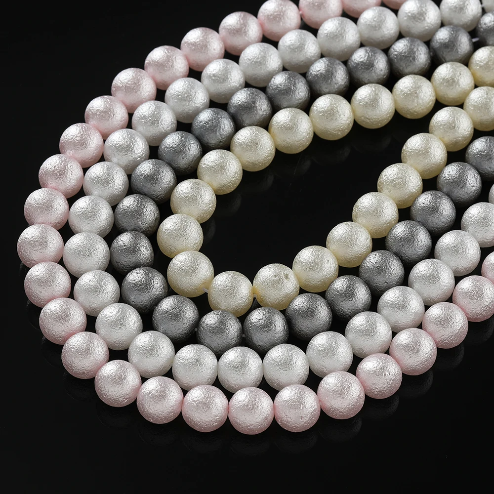 

4-12mm Wrinkled Imitation Pearls Glass Beads White Pink Round Loose Beadsfor Jewelry Making DIY Bracelet Necklace Accessories