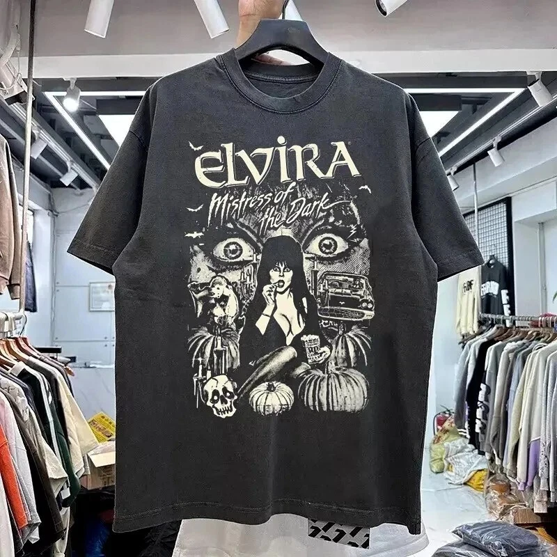 Camiseta Elvira Mistress of The Dark Pumpkin Horror Basic Black Reprint