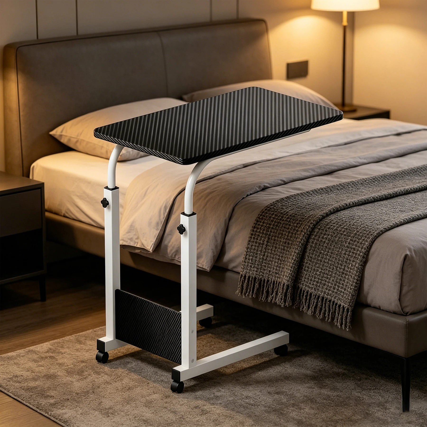 Height-Adjustable Rolling Overbed Table