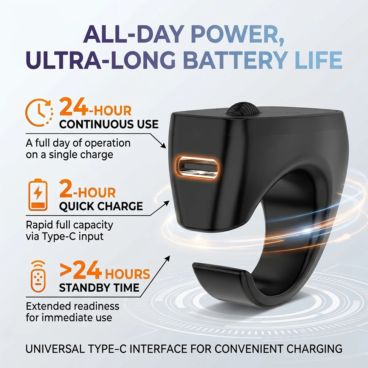 Ergonomic Wearable Ring Remote Control, Lightweight Bluetooth Fingertip Clicker with 24H Battery Life, Seamless Stable Connection for Hands-Free Scrolling, Works with iOS & Android Devices