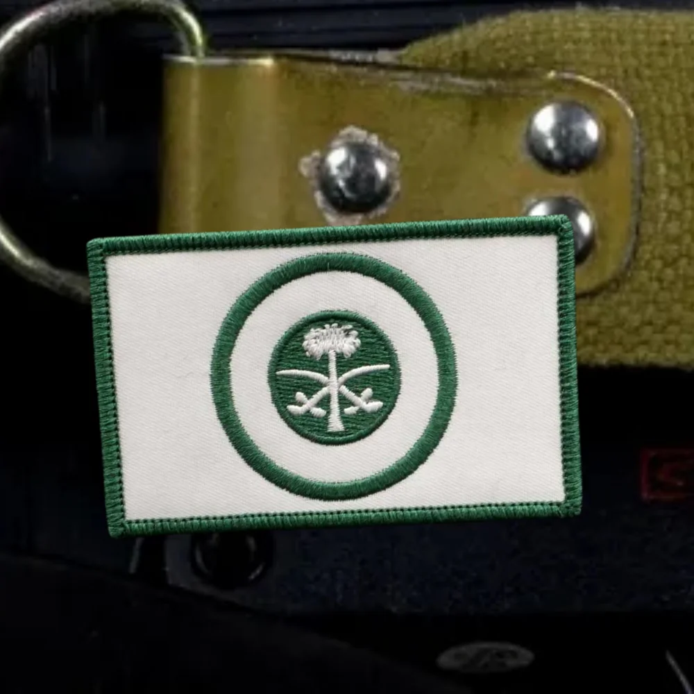 Saudi Arabia Relief Flag Embroidery Patches Outdoor Assembly Backpack Hook and Loop Morale Badge Military ARMY Tactical Sticker