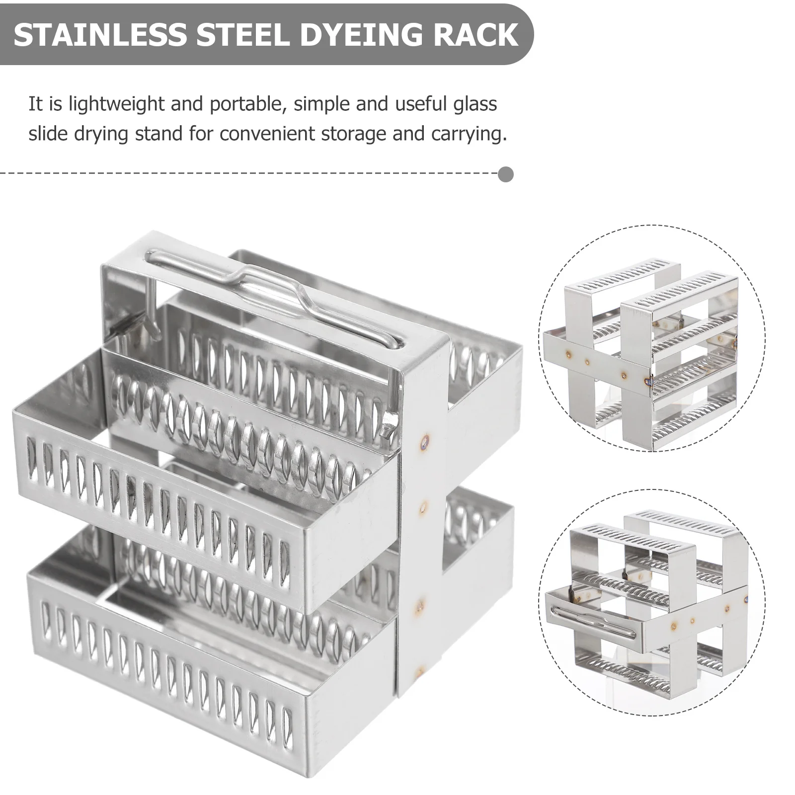 

Stainless Steel Microscope Slides Holder 30 Positions Stable Staining Rack Portable Glass Slides Storage Staining Rack
