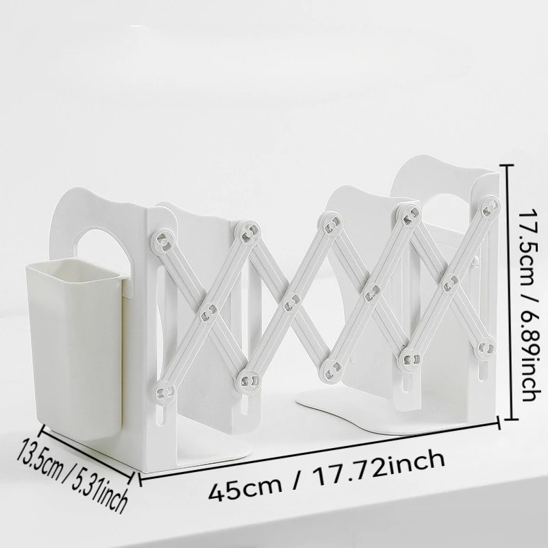 Back to School Desktop Bookshelf Adjustable Telescopic Bookends Book Organizer Stand for Desk Book Storage Rack for Students - view 5