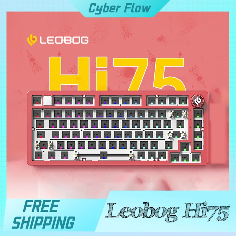 Leobog Hi75 Wired Keyboard Customization Kit Aluminium Alloy Gaming Hot Swap Rgb Gasket Usb For Gamer Office Desktop Gifts