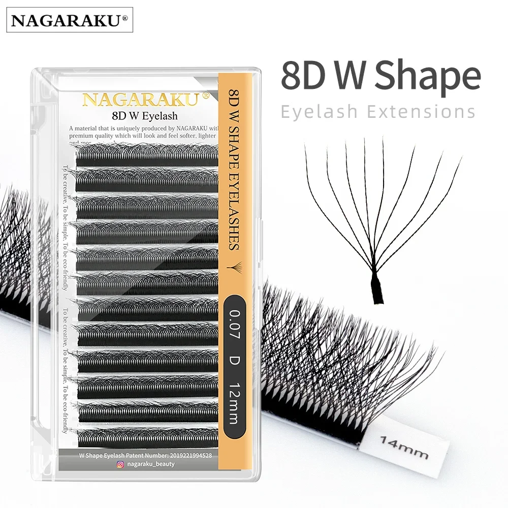 

Mink Lashes 8D W Shape Big Bundle Eyelash Extension Premade Fans Eyelashes Super Soft Full Dense Lashes NAGARAKU