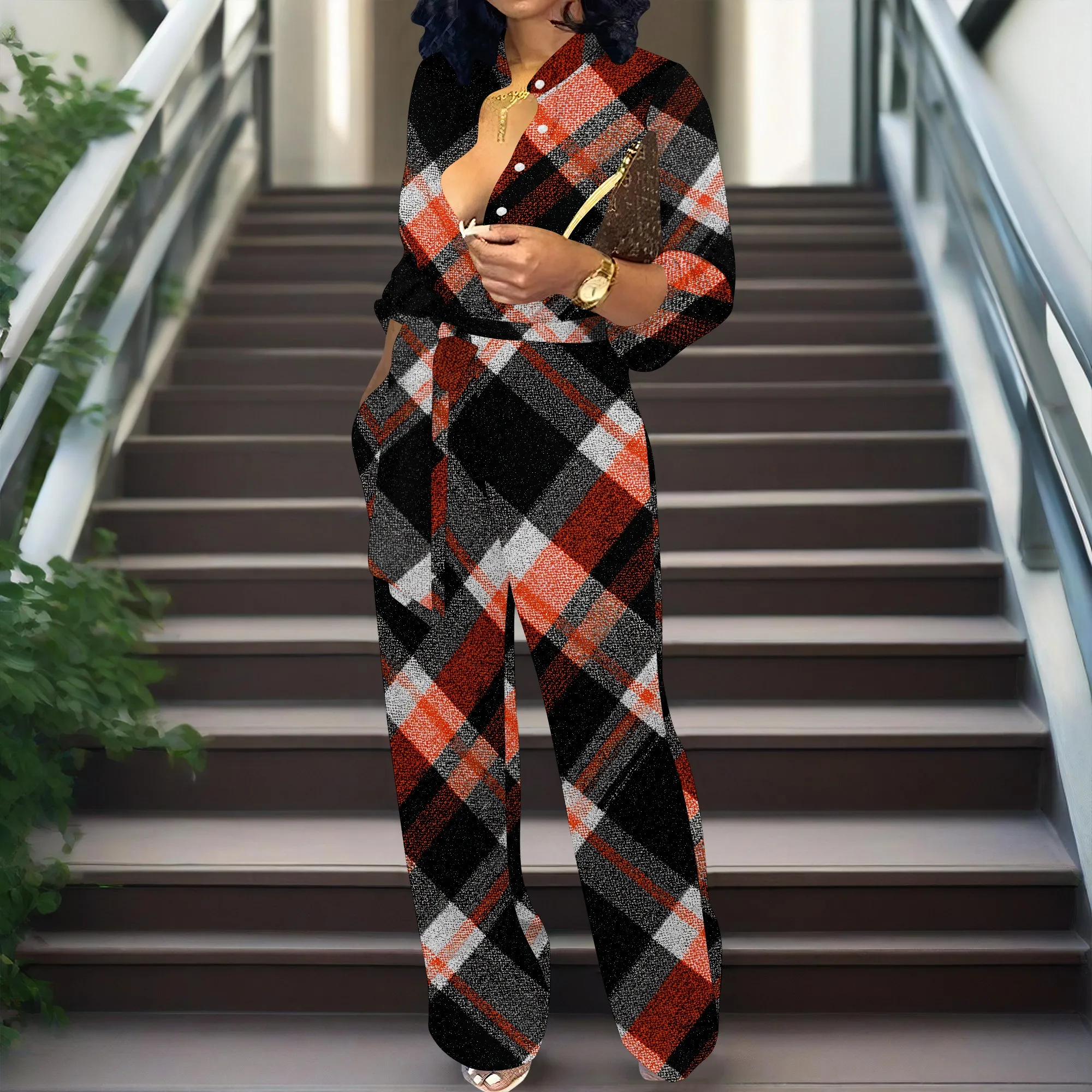

Women's Belted Long Sleeve Button-Up Jumpsuit – Perfect for Office Wear, Casual Outings, Travel & Everyday Style (XS-3XL)
