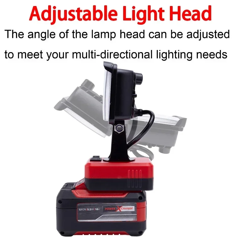 Portable LED Work Light for Einhell/X-Change/Ozito 18V Li-ion Battery LED Tool Travel Light with USB and Type-c Interface