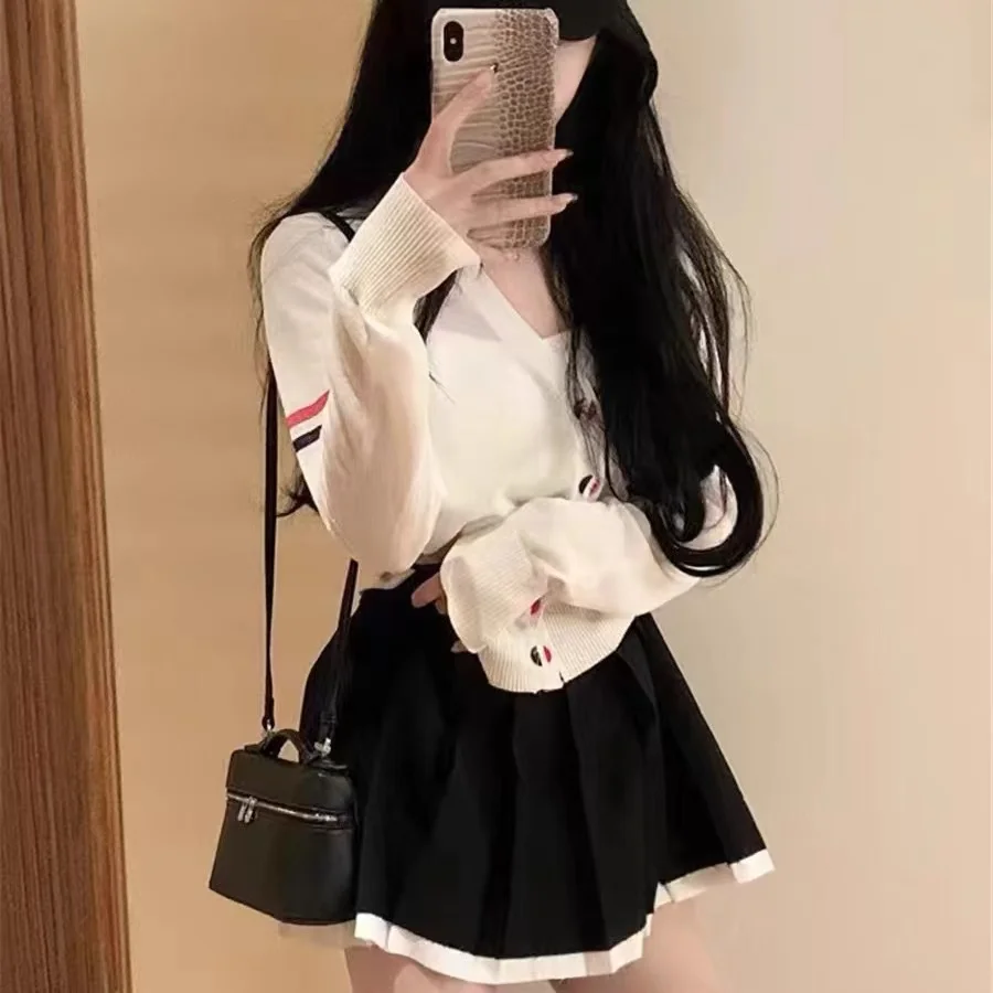 Cardigan ouvert tricoté léger en v pour femmes, décontracté, ample, à rayures, vêtements de Protection solaire assortis avec tout, nouvelle collection automne