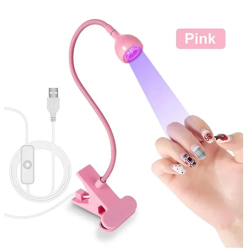 Clip‑on Desk UV Nail Lamp Mini USB Nail Dryer Light 395nm Wavelength For Gel Nails ongles Manicure Salon Tools