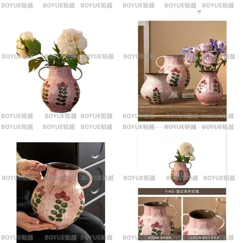 Hand Painted Ceramic Vase Modern Flower Arrangement Ornament Elegant Home Decor for Living Room Advanced Floral Display Piece