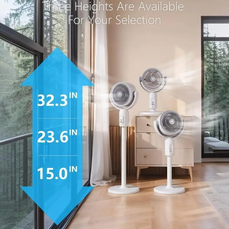 

Регулируемый по высоте башенный вентилятор с бесшумной работой, пультом дистанционного управления, 5 скоростей, перезаряжаемый