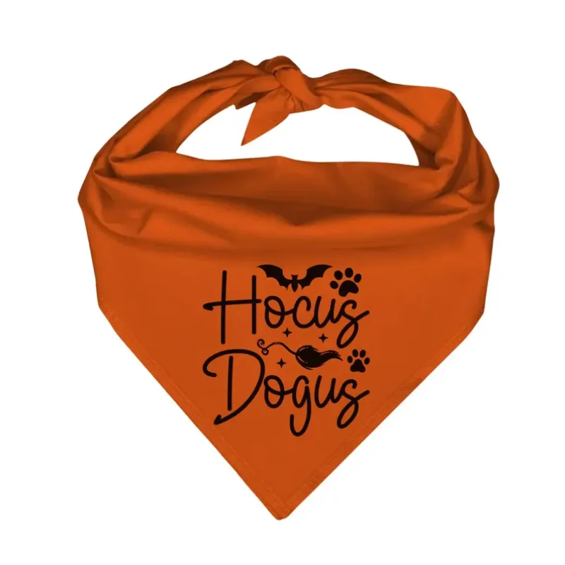 

Halloween Hocus Dogus Dog Bandana Orange Tie-On Halloween Dog Scarf Witchy Dog Outfit Spooky Season Pet Accessory Gift for Dogs