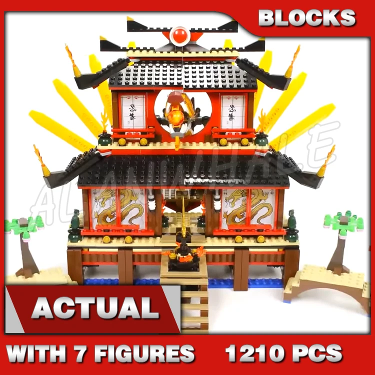 1210pcs Shinobi Fire Temple Fully Poseable Dragon Sword of Fire Skeleton Army 79140 Building Block Toys Compatible With Model