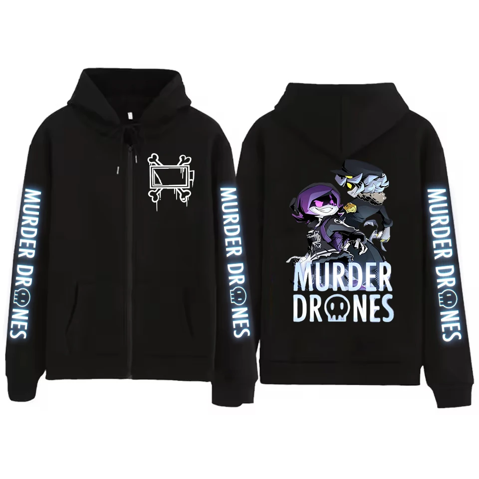 Murder Drones Game Graphic Zipper Hoodies Vintage Zip Up Hooded Sweatshirts Men Women Fashion Casual Pullovers Harajuku Hoodie