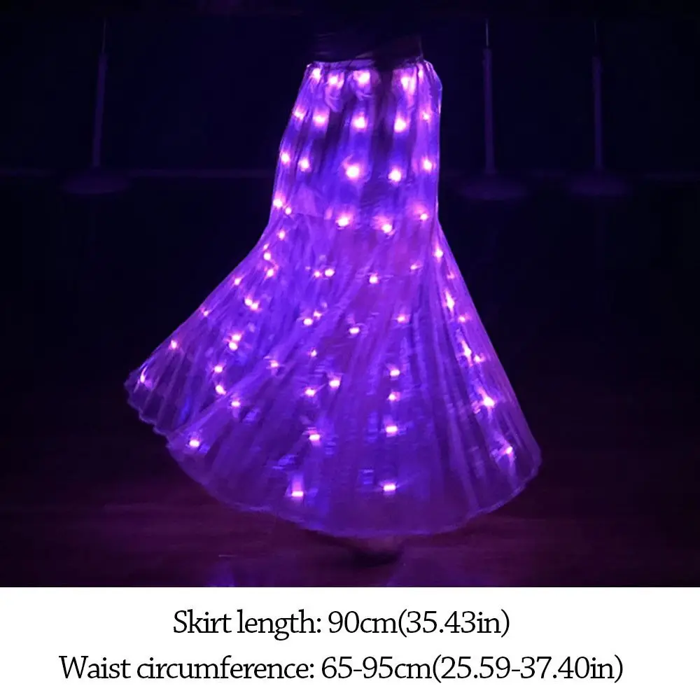 Shiny Luminous Led Skirt White Long Light Up Skirt Festival Fluorescent Shows Dance Props Stage Performance