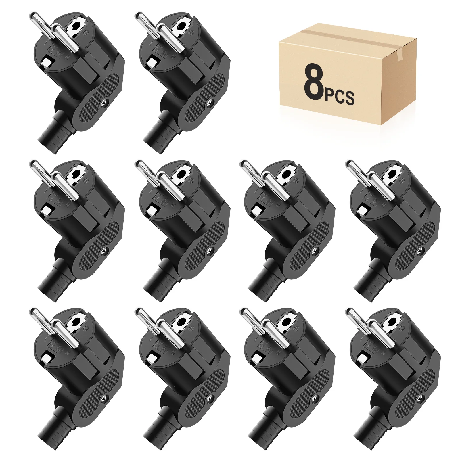 2/3/4/6/8 Uds UE Schuko enchufe 250V enchufe de alimentación, enchufes de contacto protectores conector de tomas de corriente de repuesto para Cable de extensión de alimentación