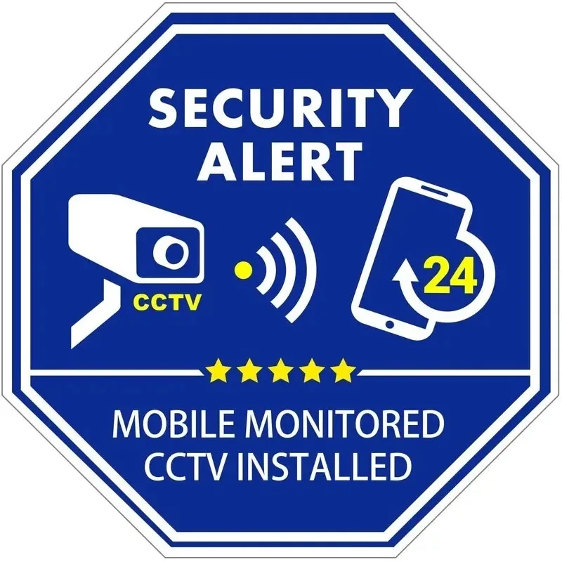 CCTV Video Surveillance Security & Mobile Monitored CCTV Installed Stickers, Indoor & Outdoor  6PCs 8X8CM KK