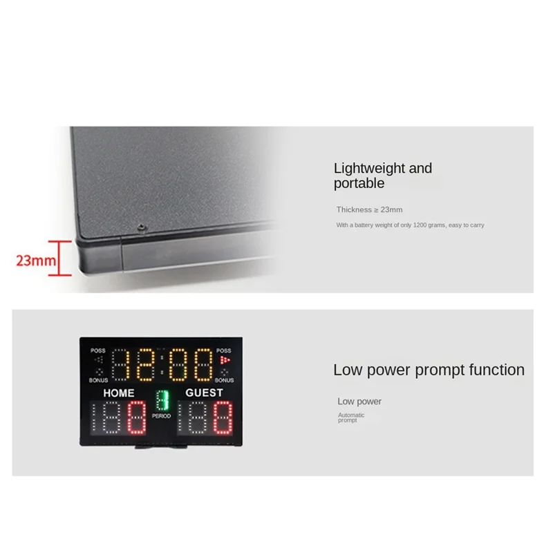 

B72A Electronic Basketball Scoreboard, Portable Digital Scoreboard With Remote for Multisports Indoor Outdoor EU Plug