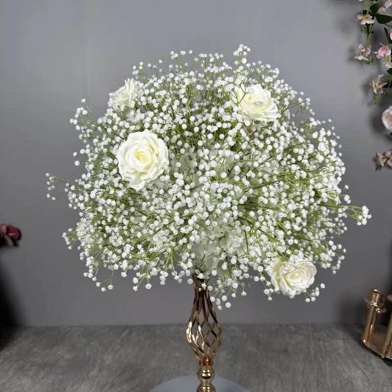 Künstliches Schilfrohr 70/60/50/40cm, Großer Rosenblütenball, Tischdekoration, Event- und Hochzeitsdekoration, Blumenarrangement für den Gang, Bouquet – Detail 4
