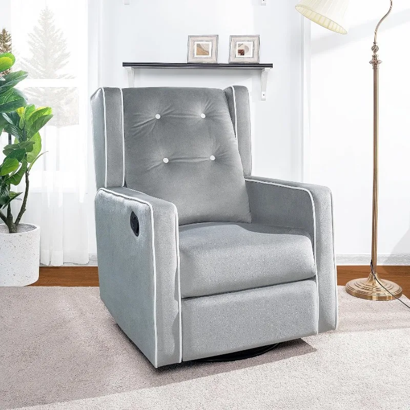 Bond with Your Baby, Relax in Style with Odelia 360° Swivel Glider Rocker Recliner, Nursery Breastfeeding Maternity Chair