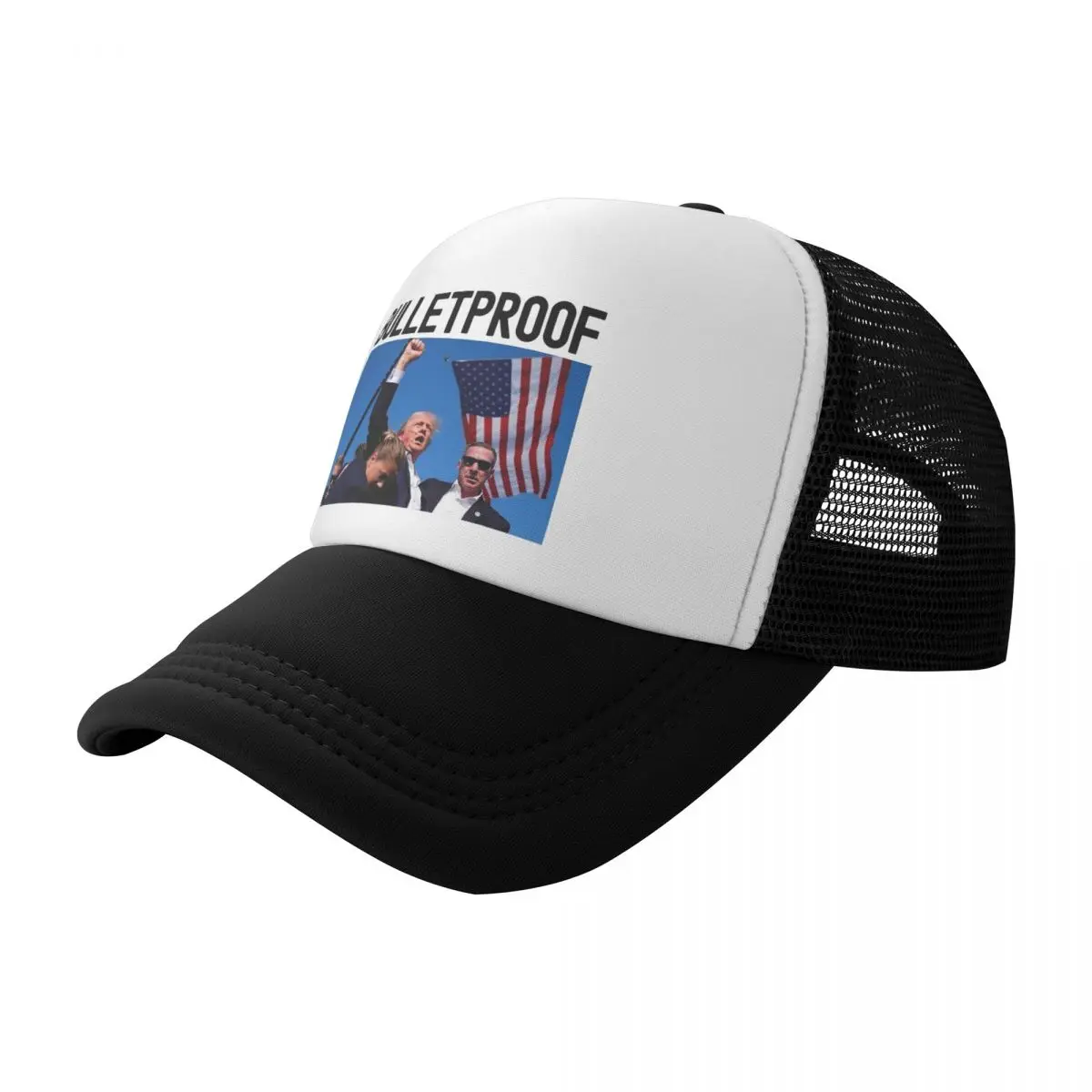 Summer Outdoor Donald Trump Shot Bulletproof Mesh Sun Cap Unisex Attempt Shooting Trump Rally Adjustable Foam Trucker Hat