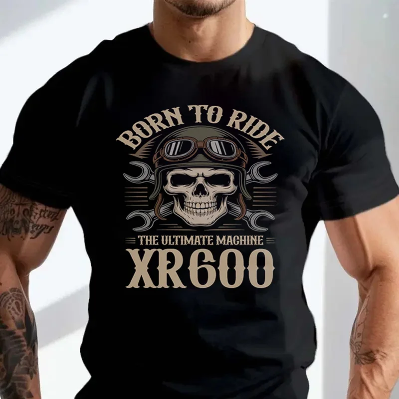 

XR600 MOTORCYCLE T-SHIRT - BORN TO RIDE THE ULTIMATE MACHINE Retro Biker Skull Tshirt O-neck Tee