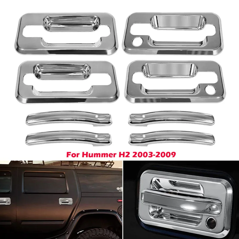 NONY Automotive Door Handles Chrome Cover Trim Exterior Accessories Fit for 2003 2004 2005 2006 2007 2008 2009 Hummer H2 SUV SUT