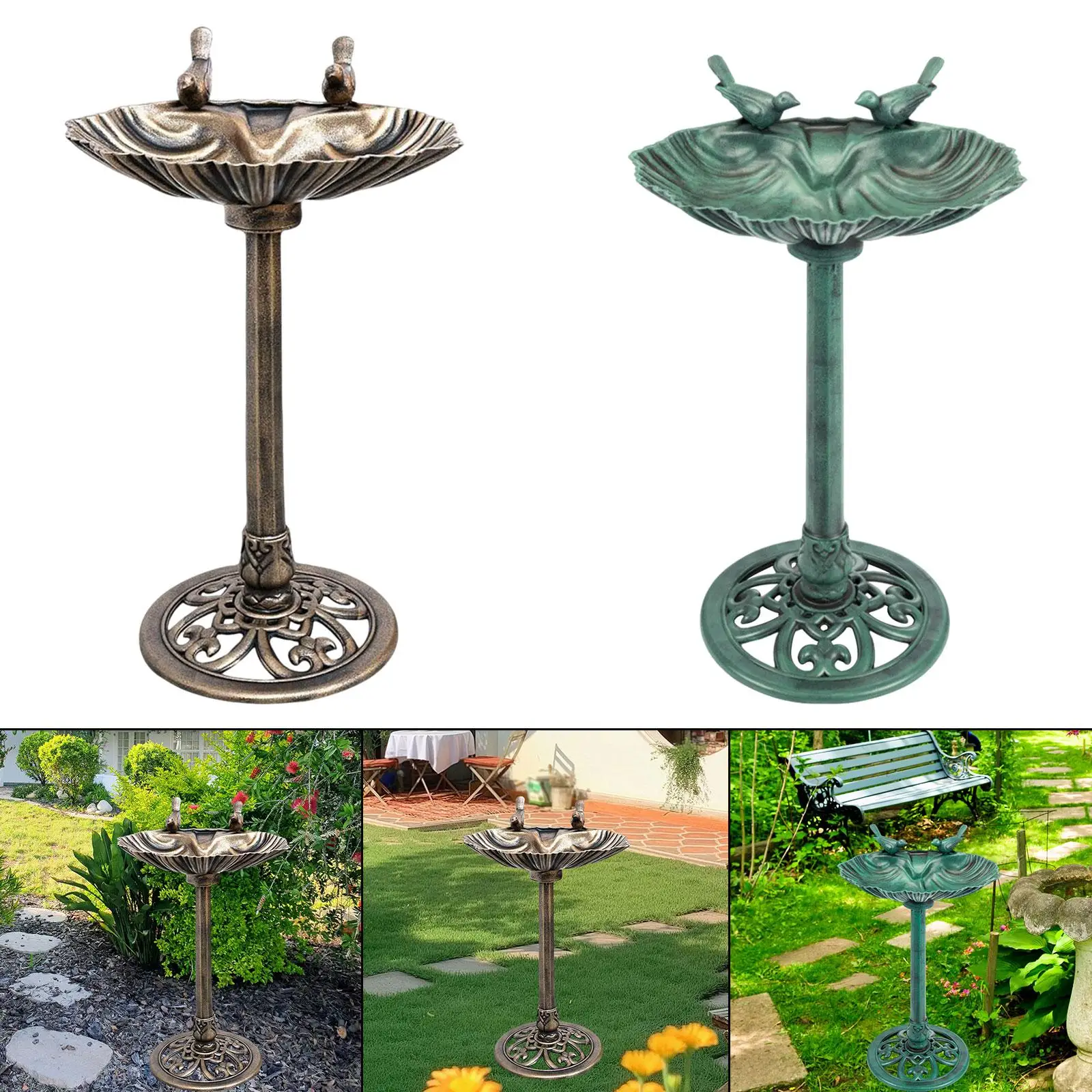 Pedestal de baño para pájaros de jardín Vintage resistente a la intemperie, comedero para pájaros, fuente ornamental para exteriores para patio